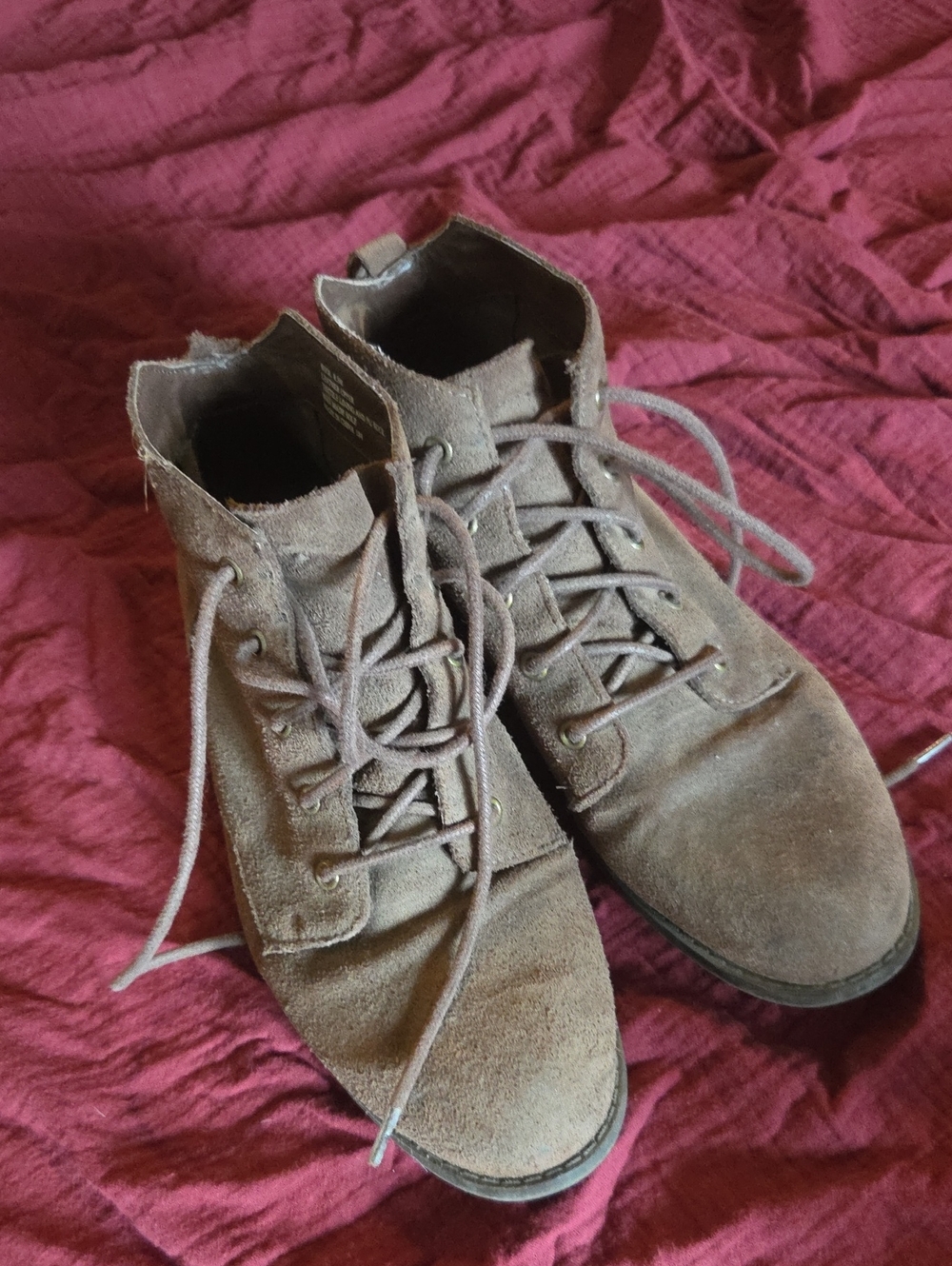 Steve Madden Taupe Suede Lace-Up Ankle Boots